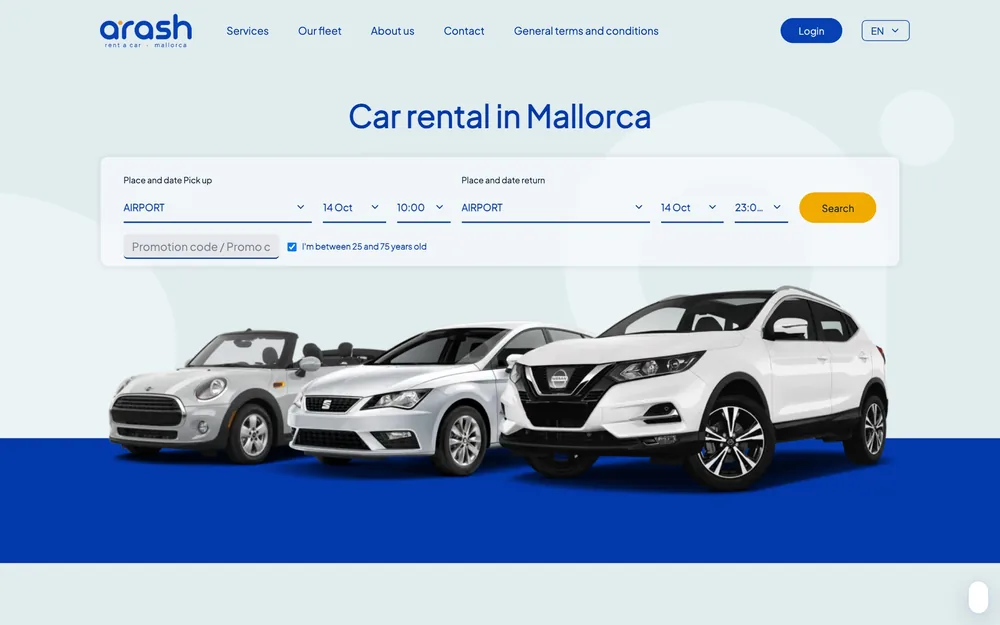 Diseño web para Arash Rent a Car
